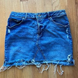 H&M cut off denim mini skirt